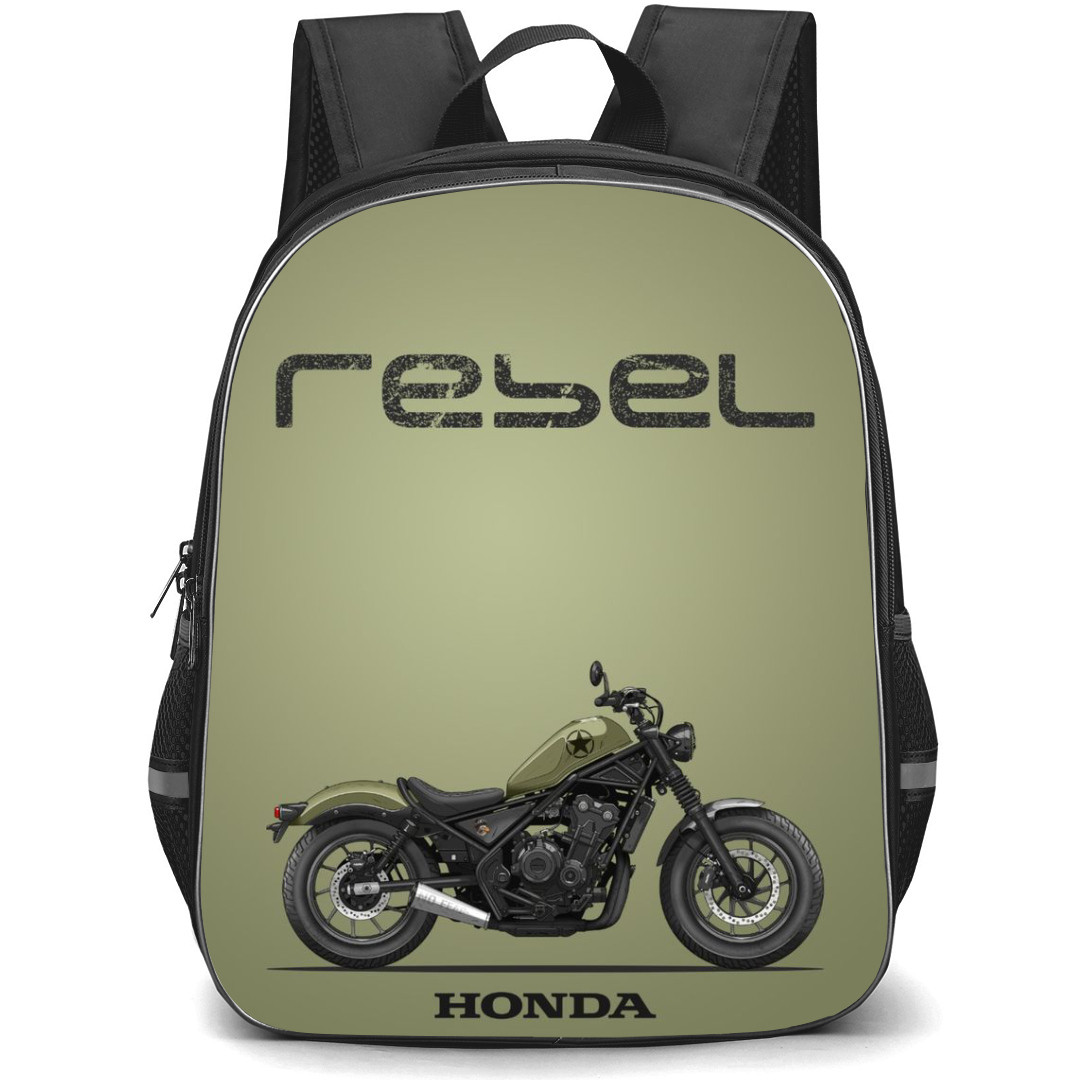 Motorbike Honda Backpack StudentPack - Motorbike Honda CMX500 Rebel Custom Art On Battle Green Background