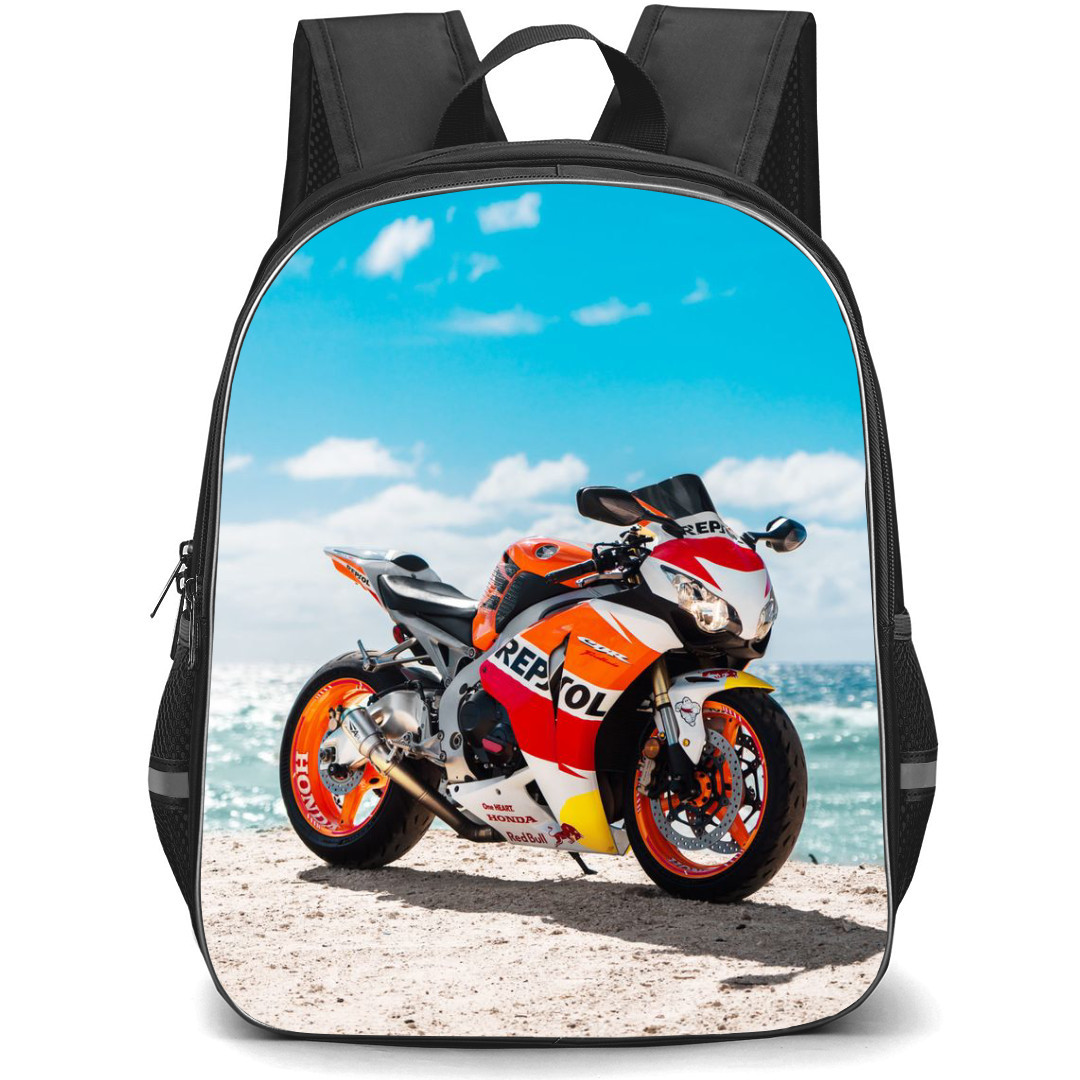 Motorbike Honda Backpack StudentPack - Motorbike Honda Repsol CBR1000RR In The Beach Poster