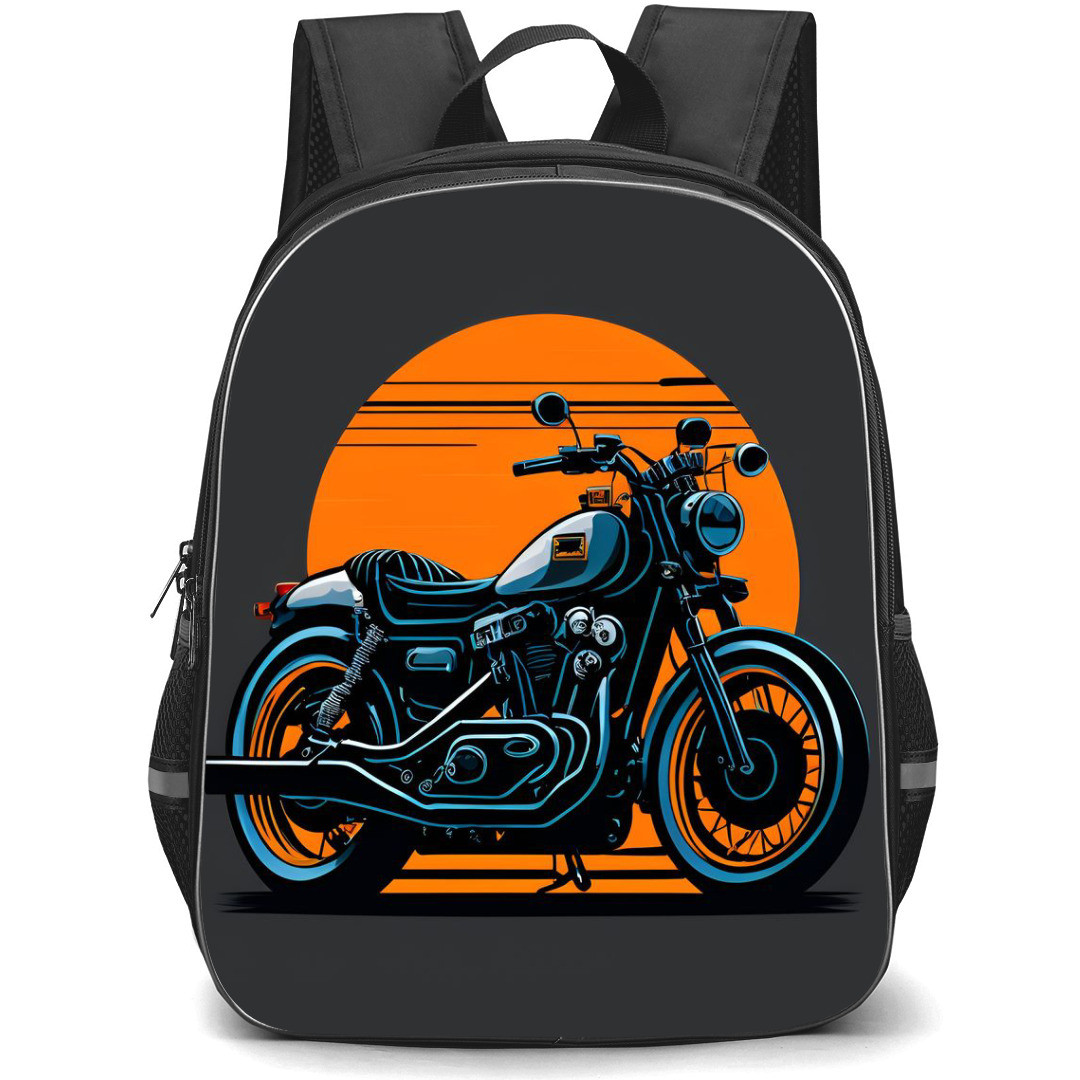Motorbike Backpack StudentPack - Motorbike Illustration Art Sun Background