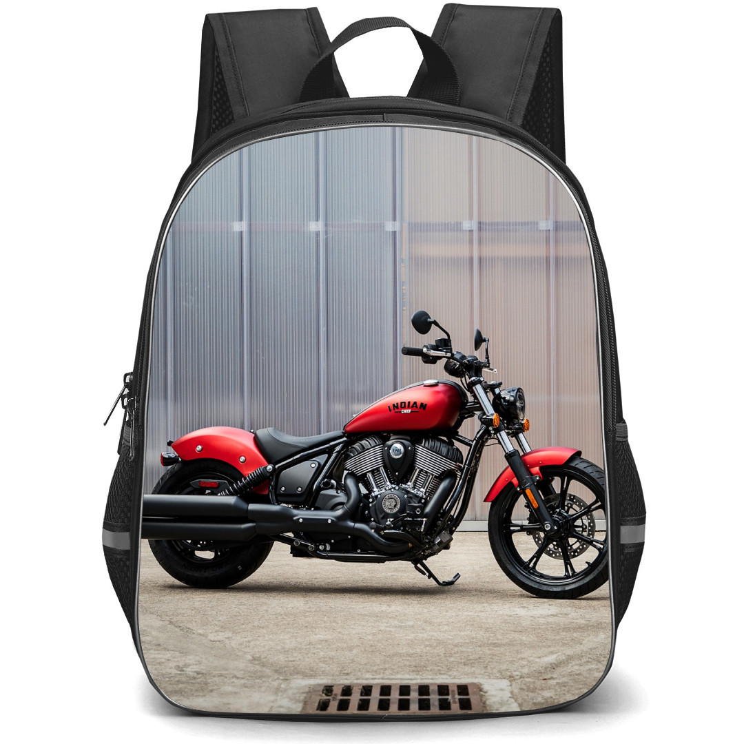 Motorbike Indian Backpack StudentPack - Motorbike Indian Chief Dark Horse Frais Red Color Poster