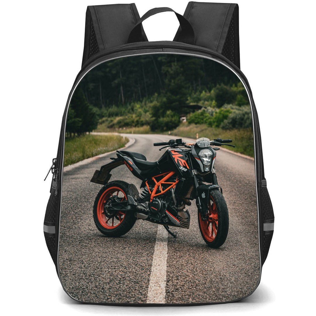 Motorbike KTM Backpack StudentPack - Motorbike KTM DUKE 390 NAKED On Middle of The Road Poster