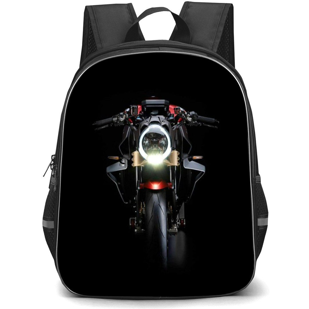 Motorbike MV Agusta Backpack StudentPack - Motorbike MV Agusta Brutale Front View On Dark Background