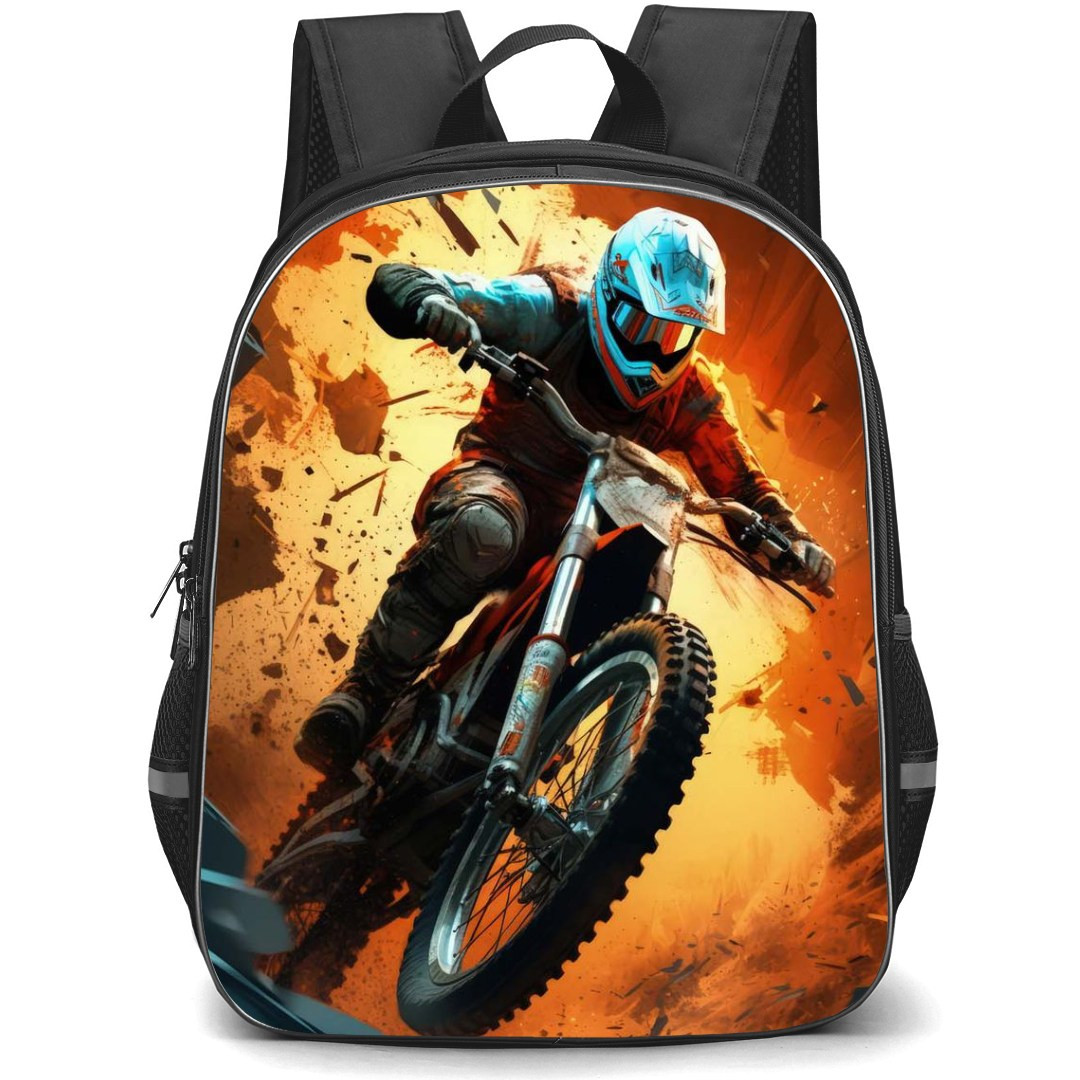 Motorbike Backpack StudentPack - Motorbike Motocross Illustration Art