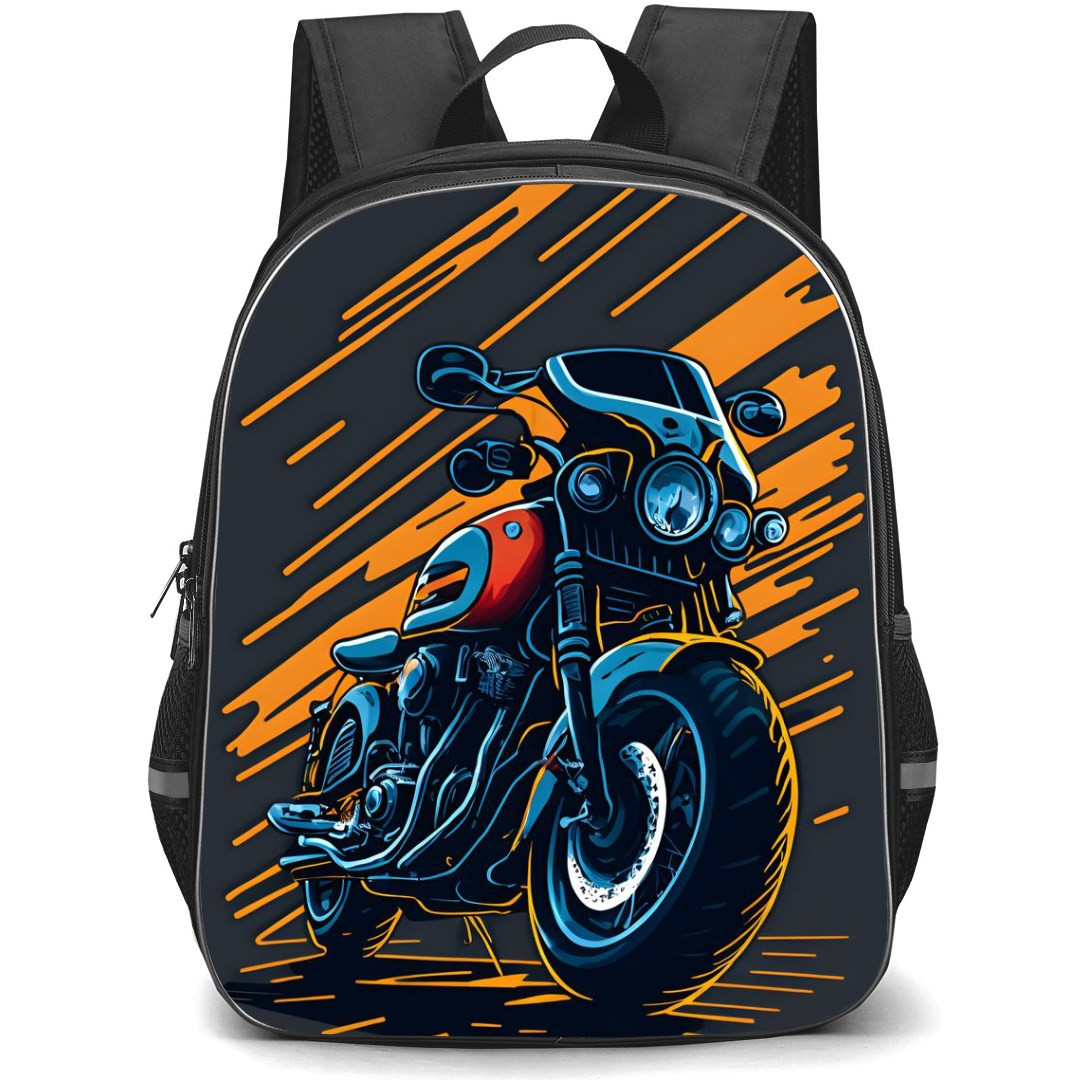 Motorbike Backpack StudentPack - Motorbike Retro Illustration Art On Dark Background
