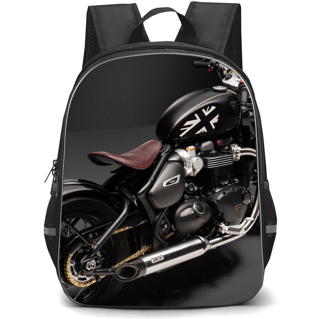 Motorbike Triumph Backpack StudentPack - Motorbike Triumph Bonneville Bobber TFC On Dark Background