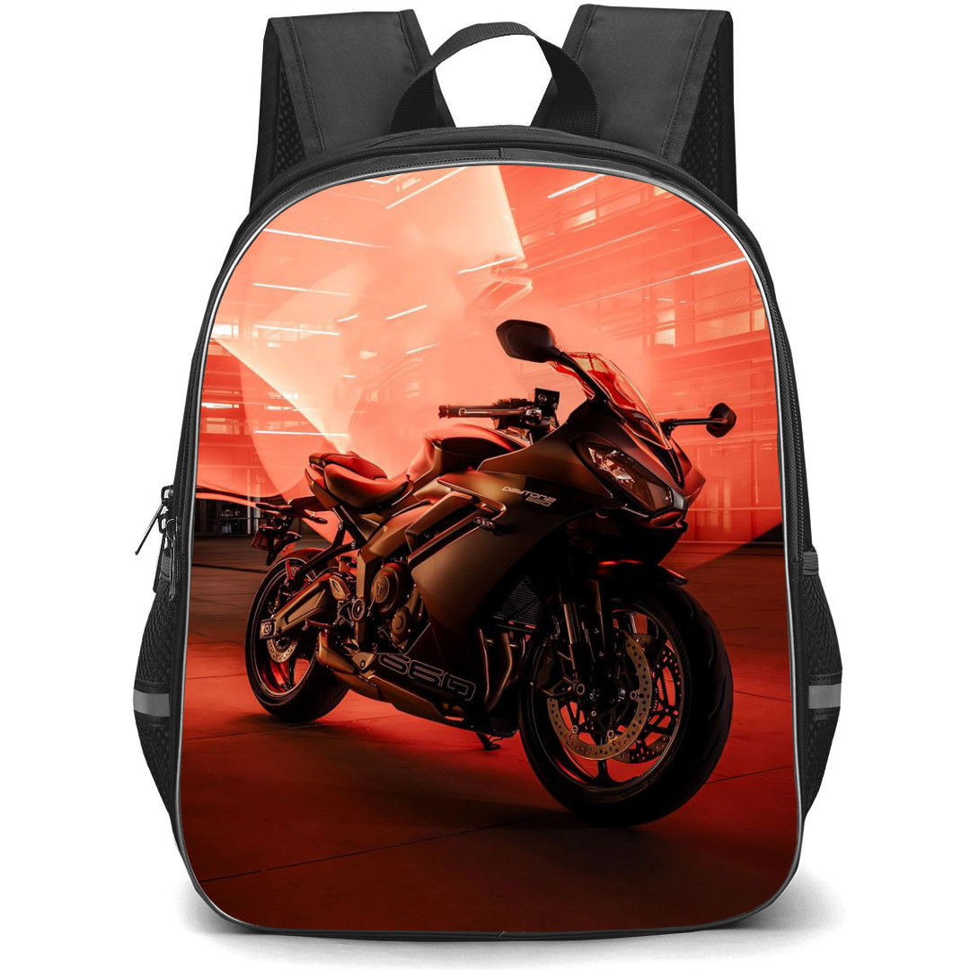 Motorbike Triumph Backpack StudentPack - Motorbike Triumph Daytona 660 On Red Light Effect Poster