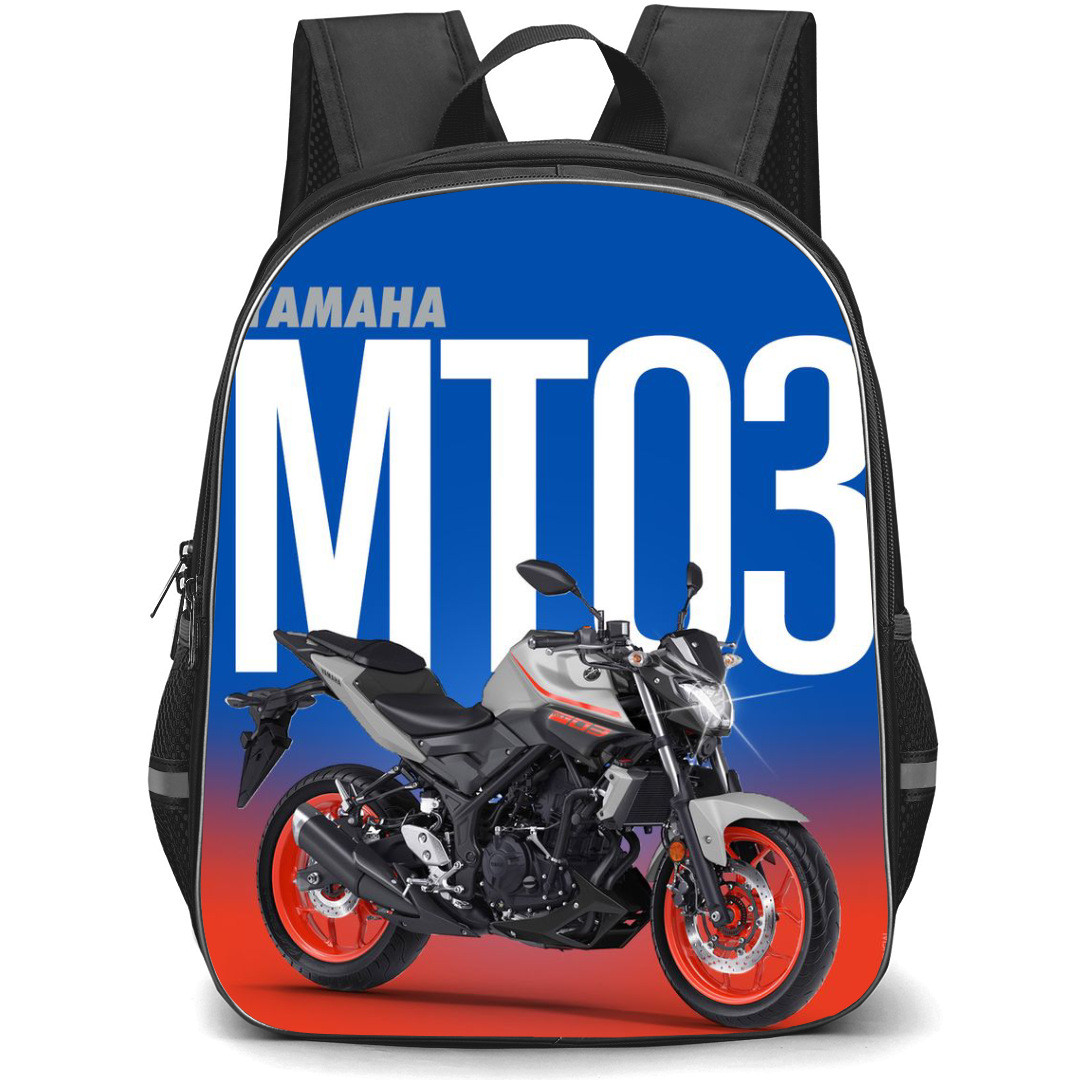 Motorbike Yamaha Backpack StudentPack - Motorbike Yamaha MT 03 On Blue Red Background