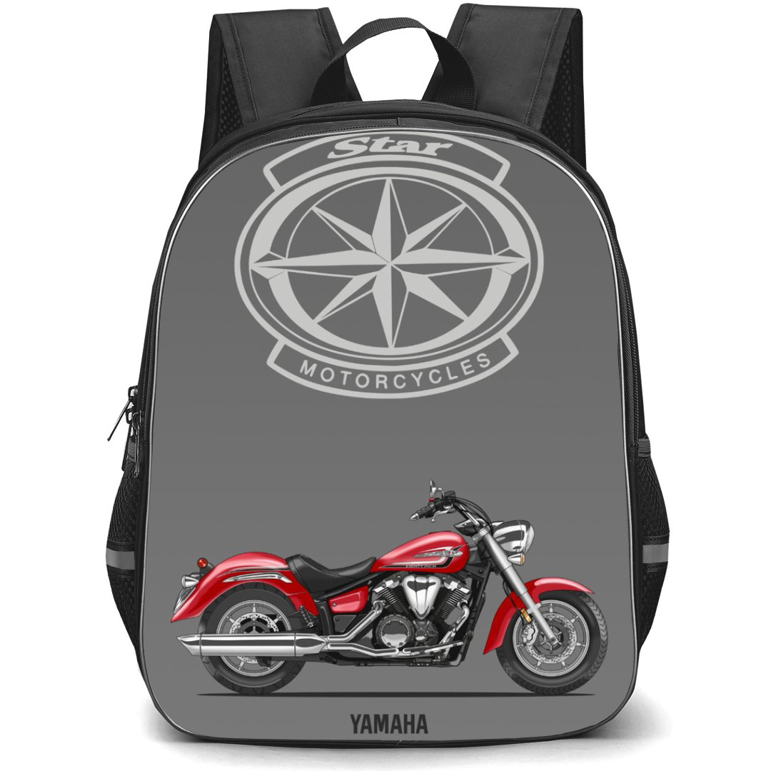 Motorbike Yamaha Backpack StudentPack - Motorbike Yamaha V-Star 1300 On Gray Background