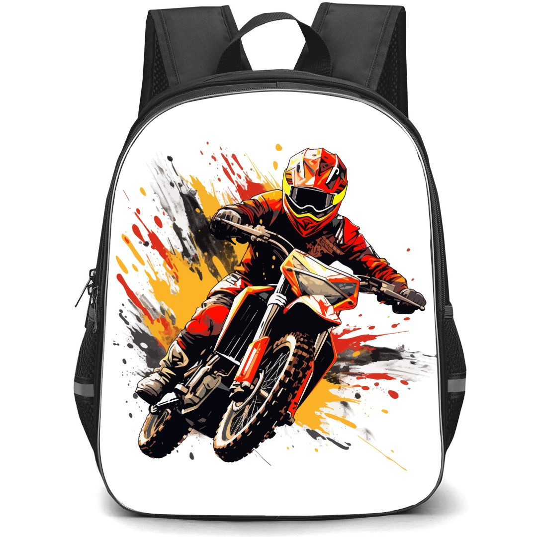 Motocross Backpack StudentPack - Motocross Dirtbiker Illustration Sticker