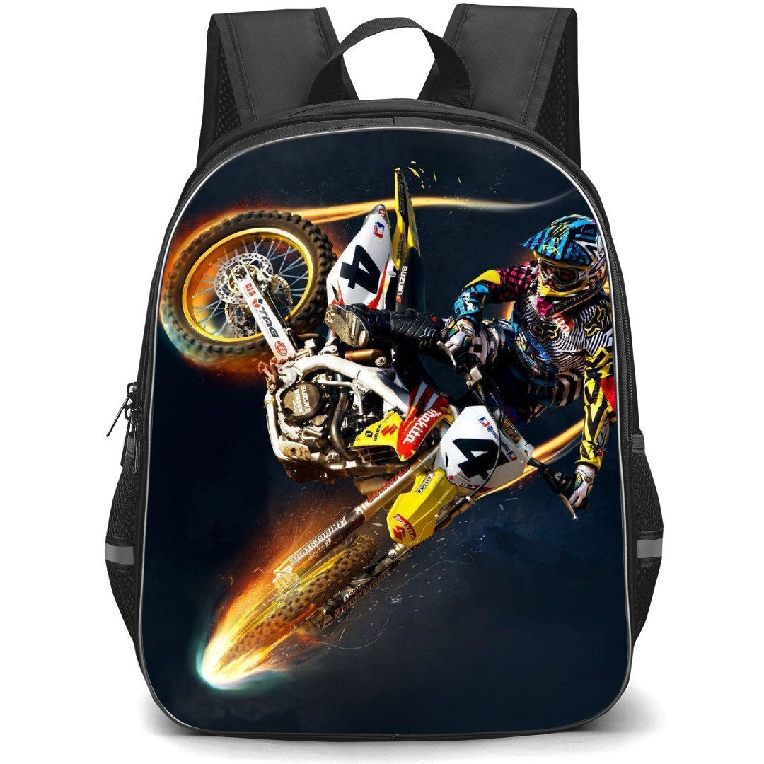 Motocross Jeremy McGrath Backpack StudentPack - Motocross Jeremy McGrath On Flaming Motocross Bike Poster