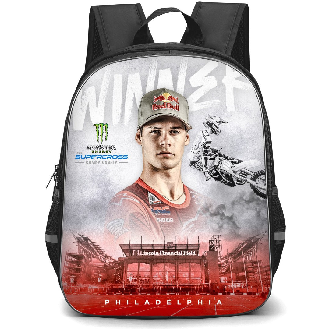 Motocross Jett Lawrence Backpack StudentPack - Motocross Jett Lawrence Monster Energy Supercross Champion Poster