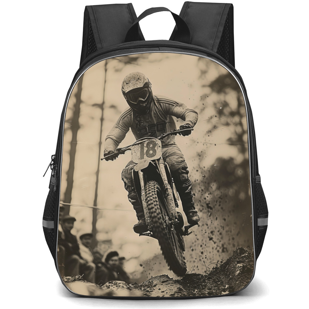 Motocross Backpack StudentPack - Motocross A Man On A Dirkbike Vintage Poster