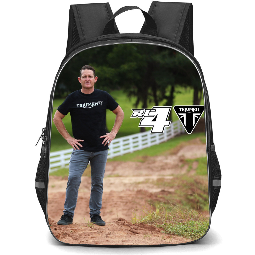 Motocross Ricky Carmichael Backpack StudentPack - Motocross Ricky Carmichael Wears Triumph TShirt Poster