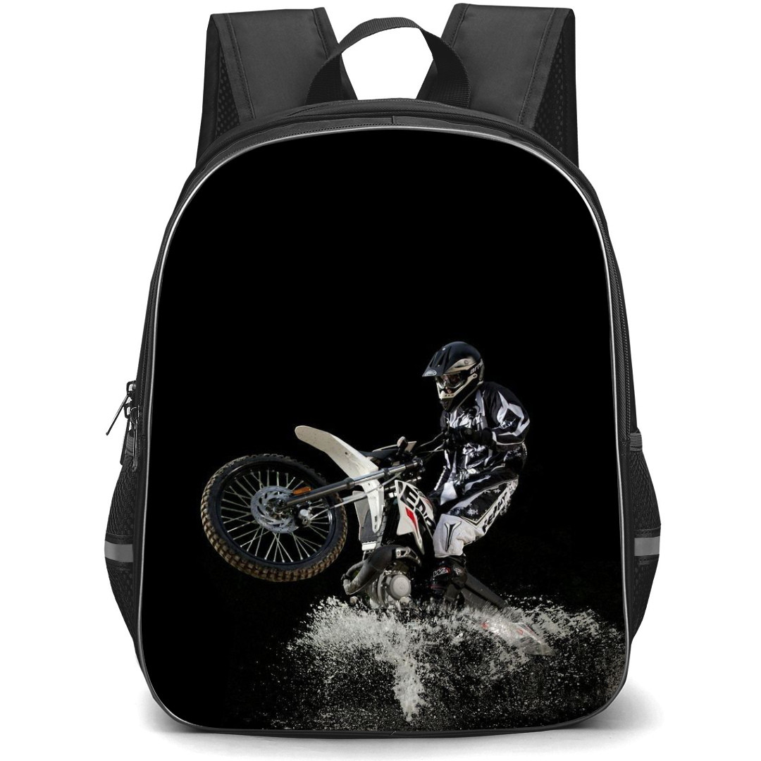 Motocross Backpack StudentPack - Motocross Rider On The Water Dark Background