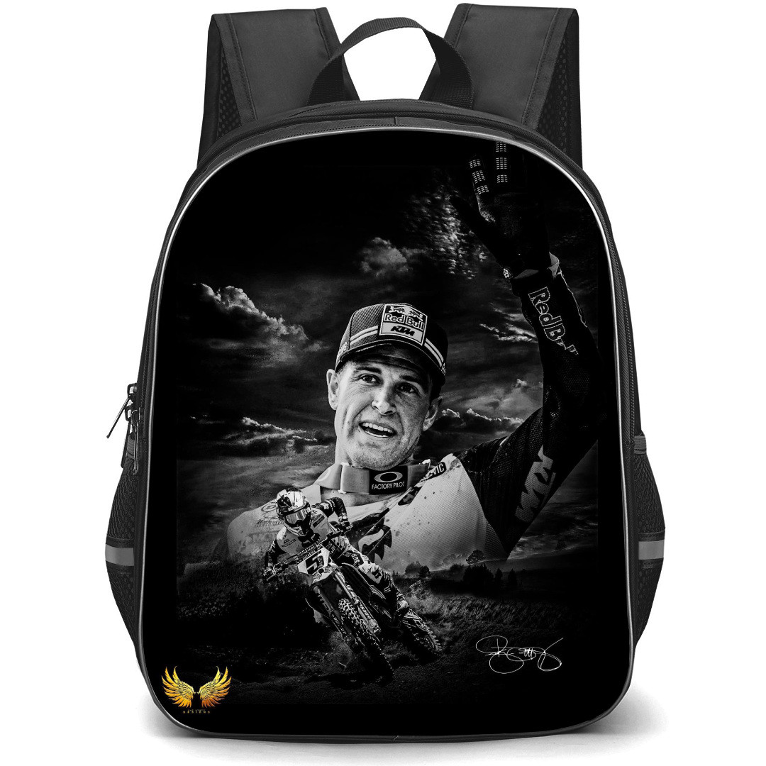 Motocross Ryan Dungey Backpack StudentPack - Motocross Ryan Dungey Grayscale Poster Art