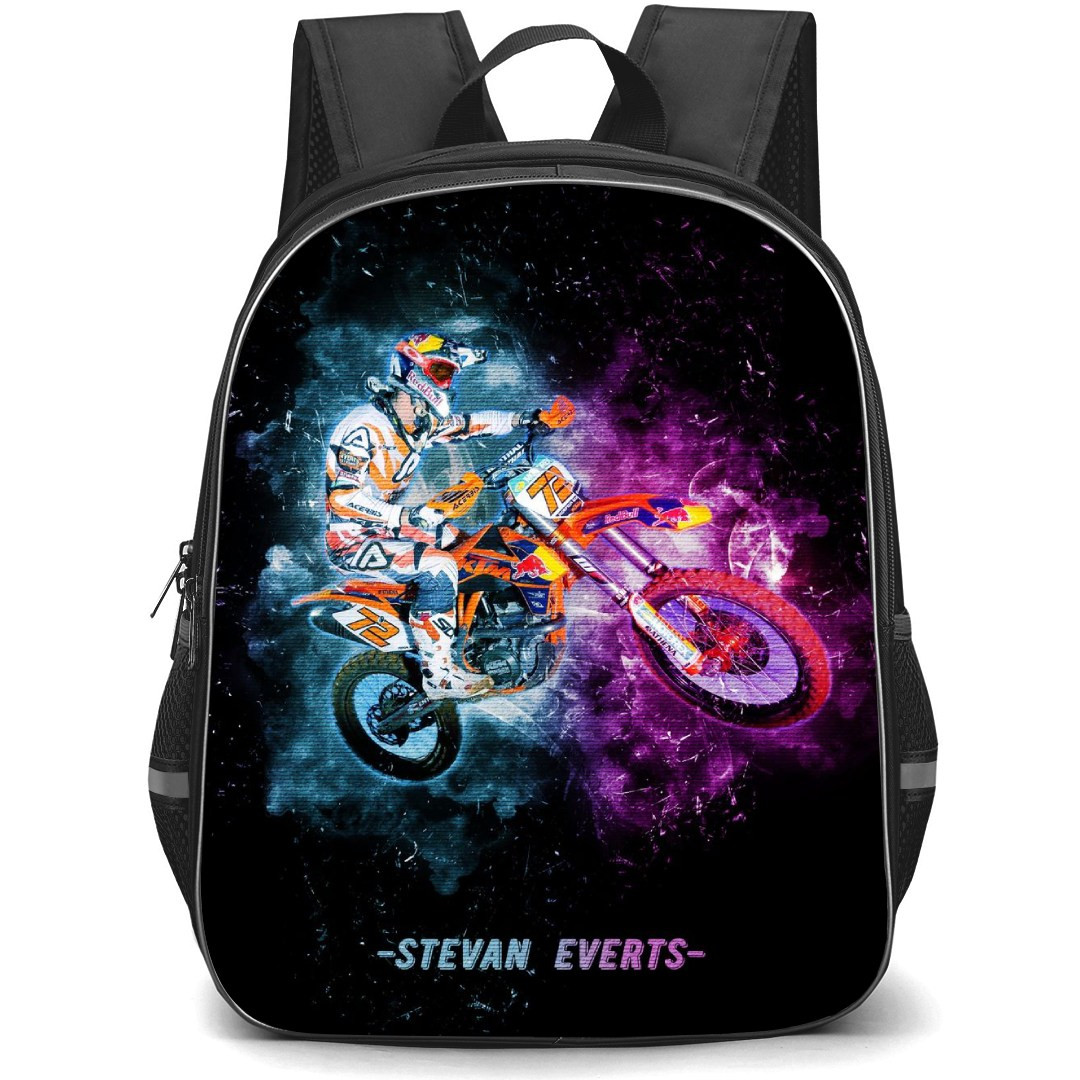 Motocross Stefan Everts Backpack StudentPack - Motocross Stefan Everts Illustration Art On Black Background