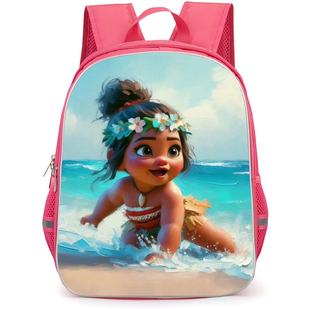 Moana Backpack StudentPack - Baby Moana Playing on the Beach Paint Art