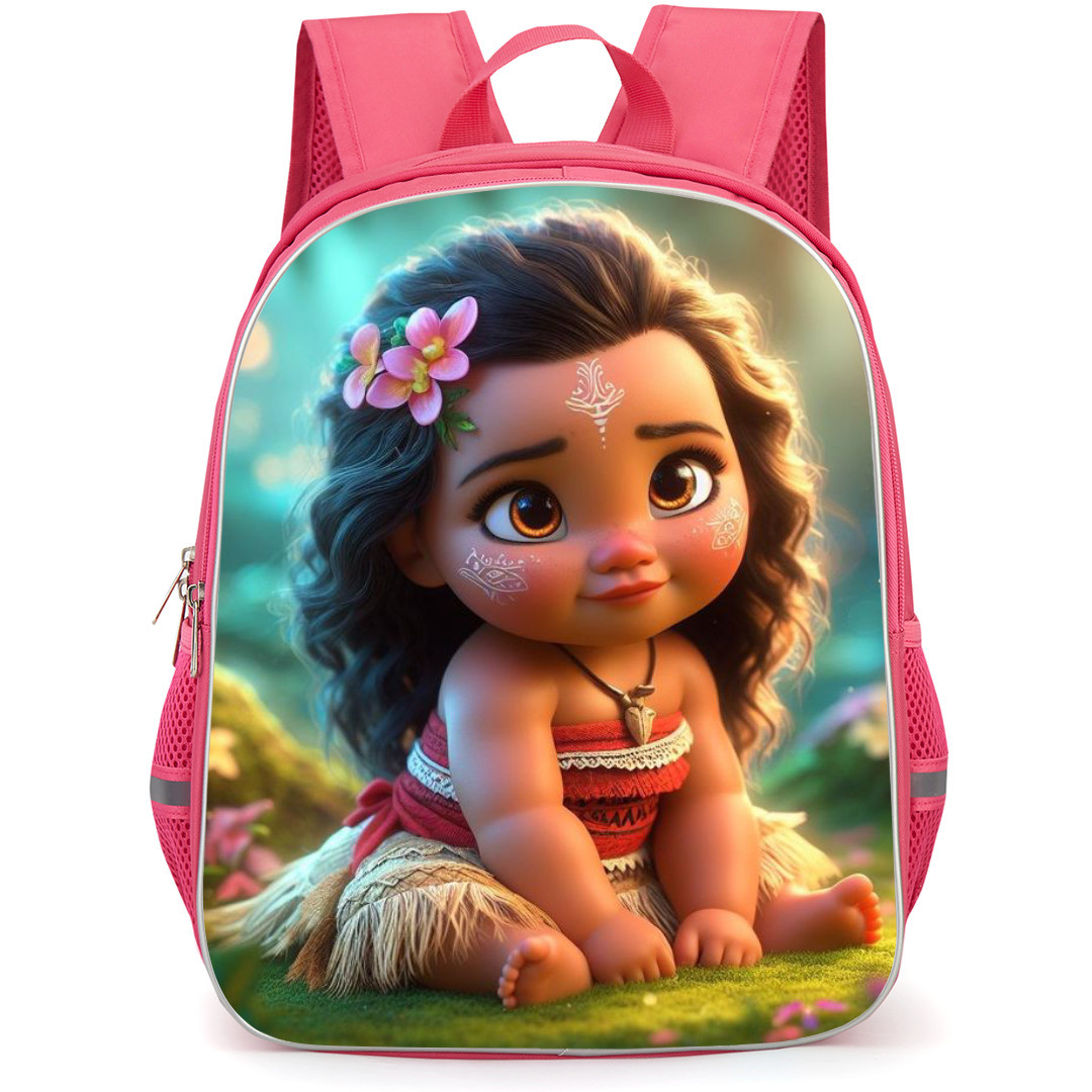 Moana Backpack StudentPack - Baby Moana Sitting on the Ground Blur Background