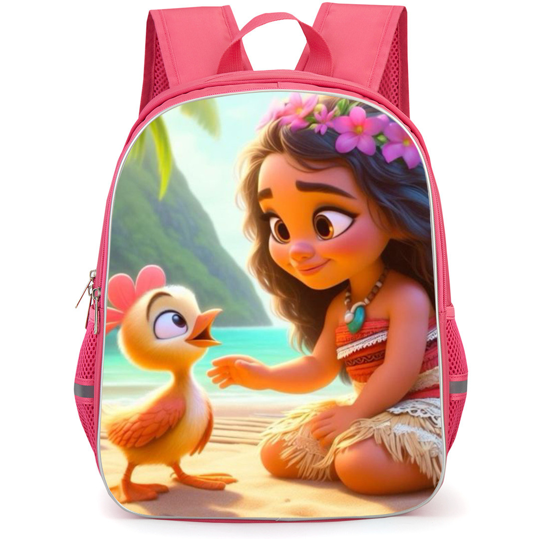 Moana Backpack StudentPack - Baby Moana with Hei Hei on Beach