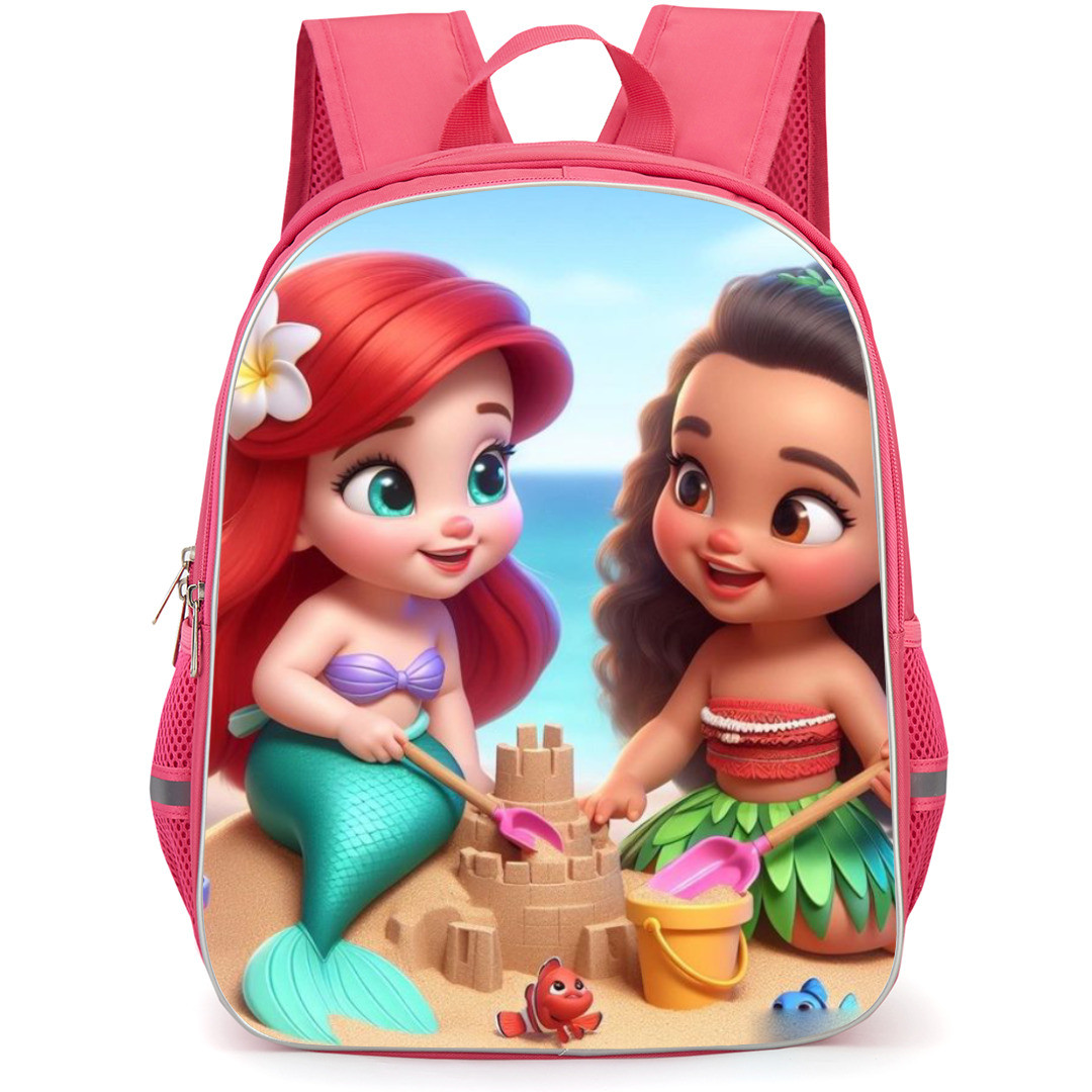 Moana Backpack StudentPack - Moana with Little Mermaid Illustration Chibi Art