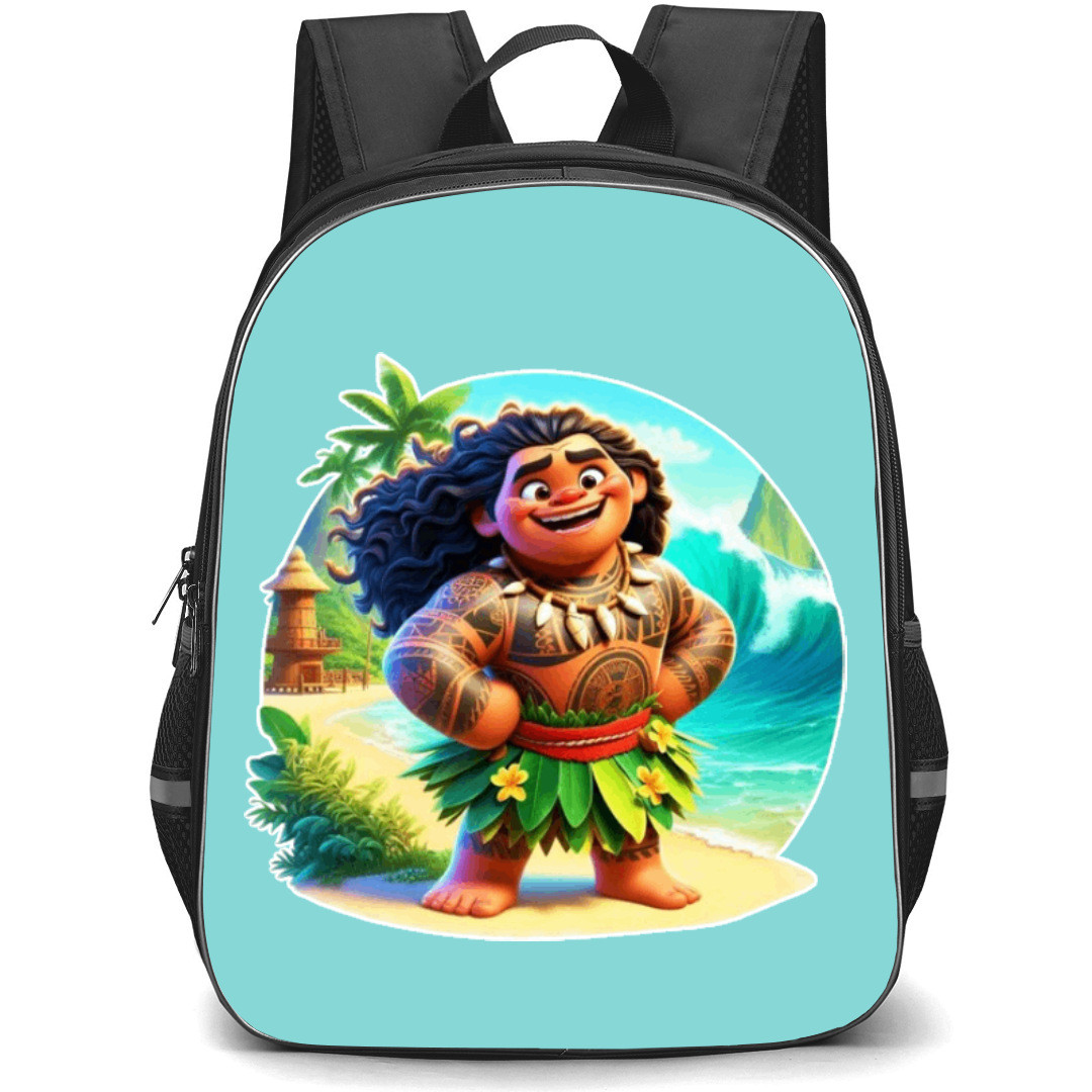 Moana Maui Backpack StudentPack - Maui Smiling Beach Background Sticker Art