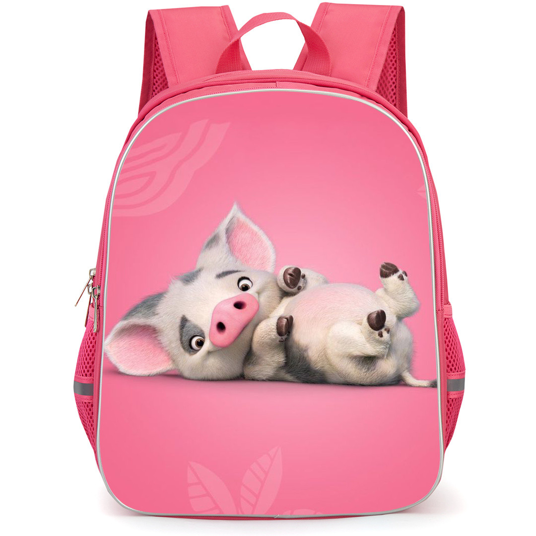 Moana Backpack StudentPack - Pua Lying Pose Minimalist Pink Background