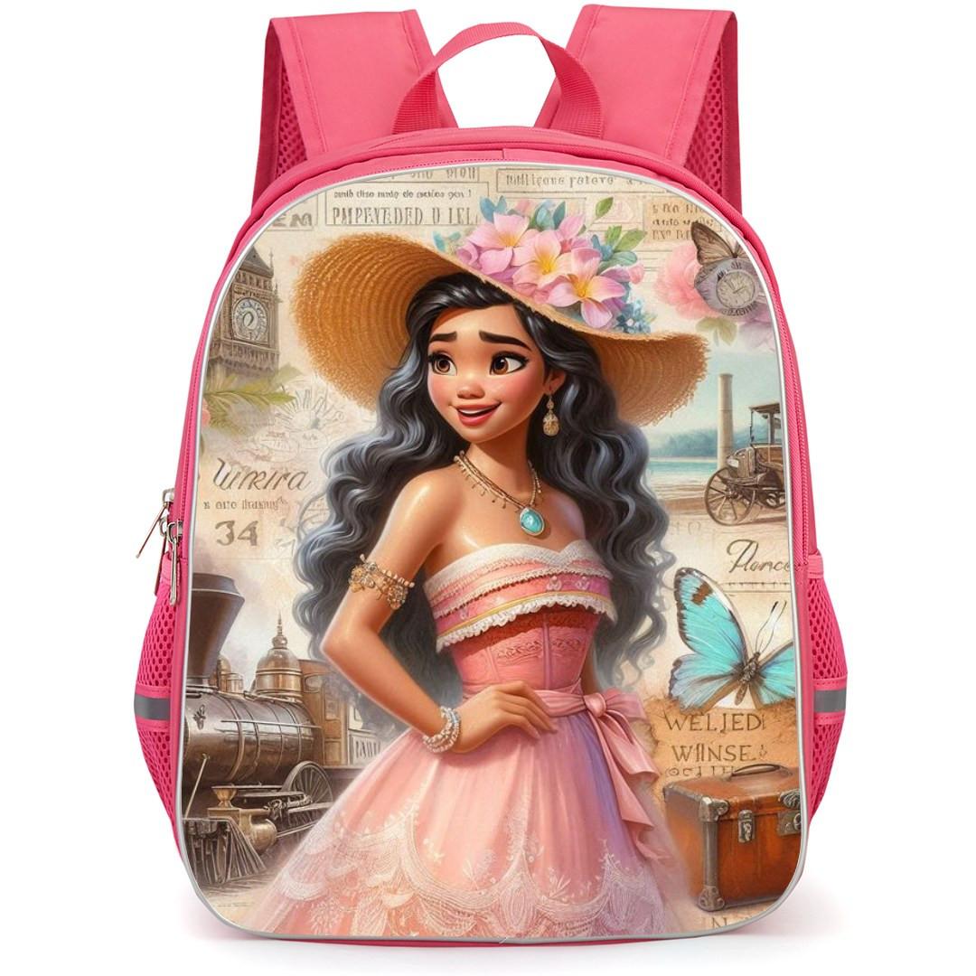 Moana Backpack StudentPack - Moana Vintage Pink Collage Art