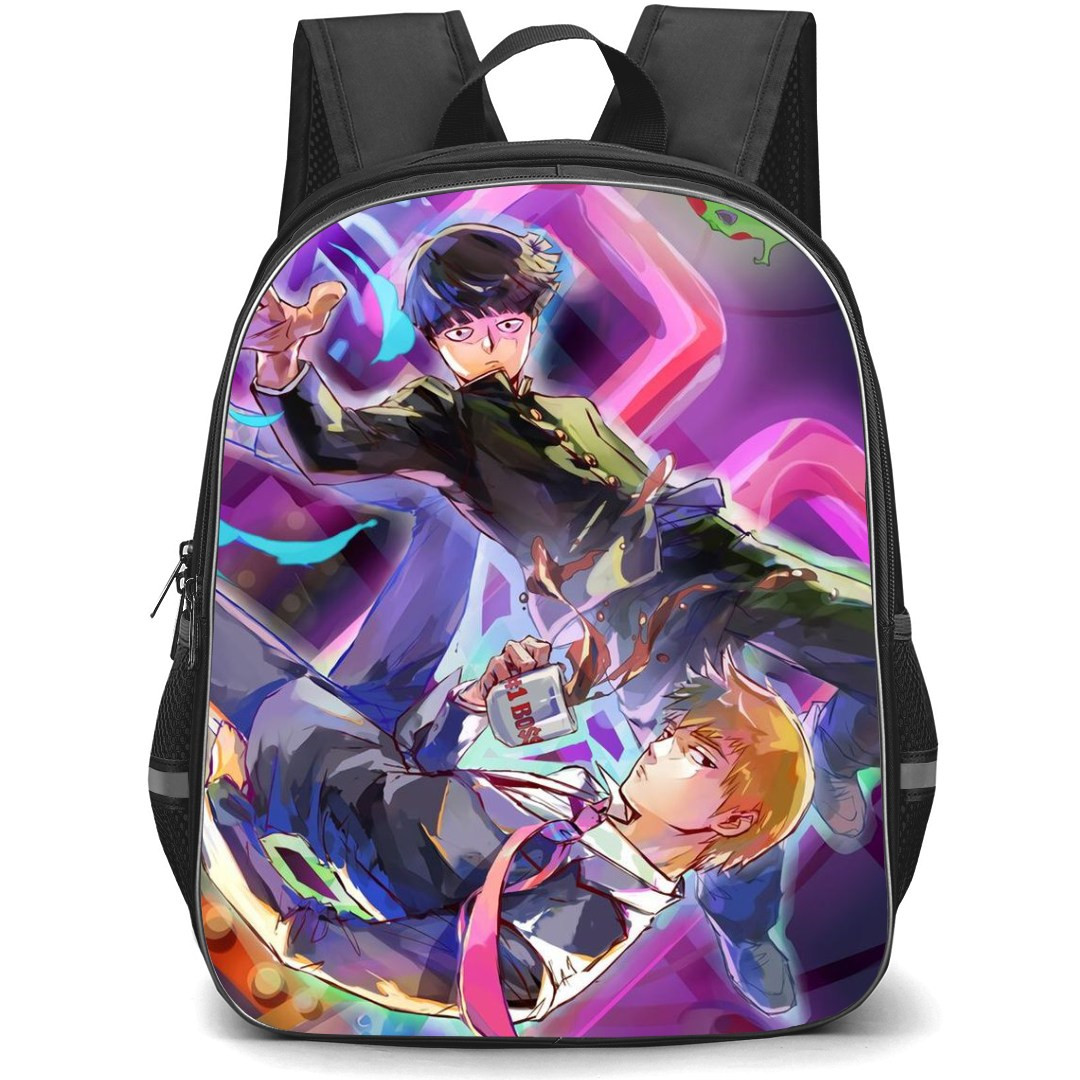 Mob Psycho 100 Backpack StudentPack - Arataka And Shigeo In A Vibrate Color Digital Art Background