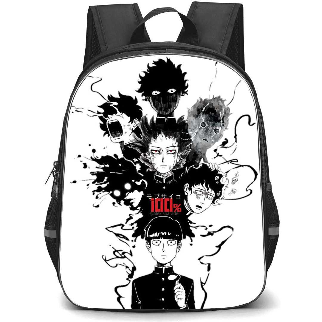 Mob Psycho 100 Shigeo Kageyama Backpack StudentPack - Shigeo Kageyama Black Illustration On White Background