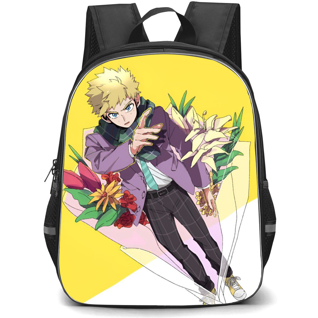 Mob Psycho 100 Teruki Hanazawa Backpack StudentPack - Teruki Hanazawa Anime Character Portrait On Purple Background