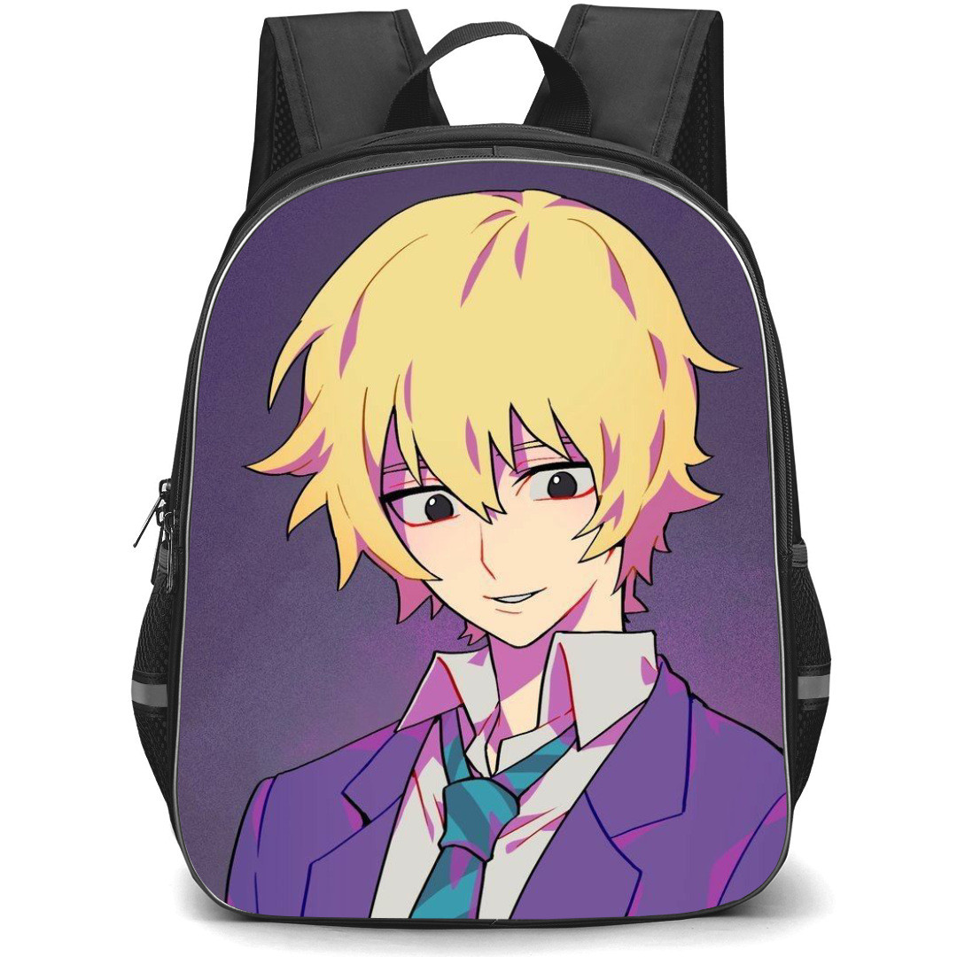Mob Psycho 100 Teruki Hanazawa Backpack StudentPack - Teruki Hanazawa Anime Character With Flower On Yellow Background