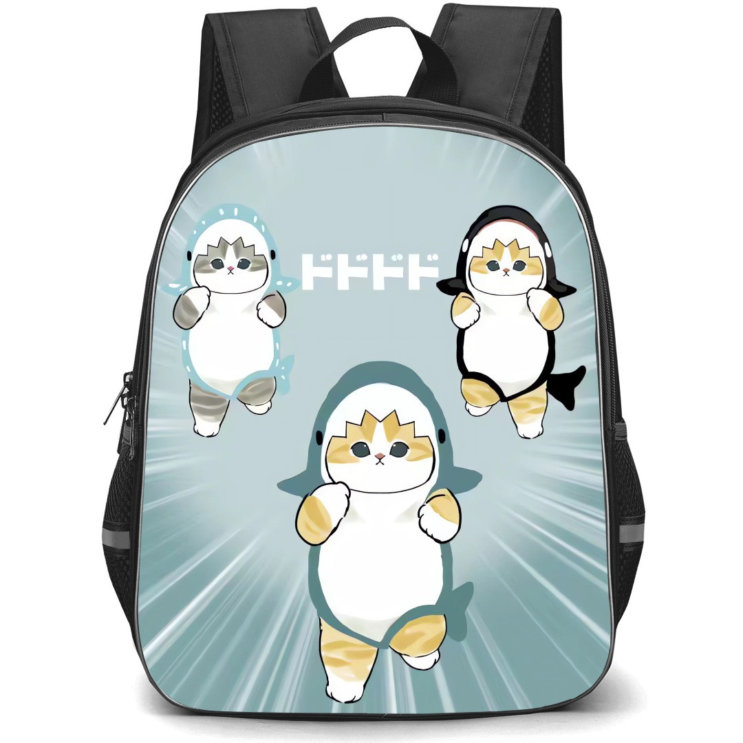 Mofusand School Backpack StudentPack - Shark Cat Running Illustration