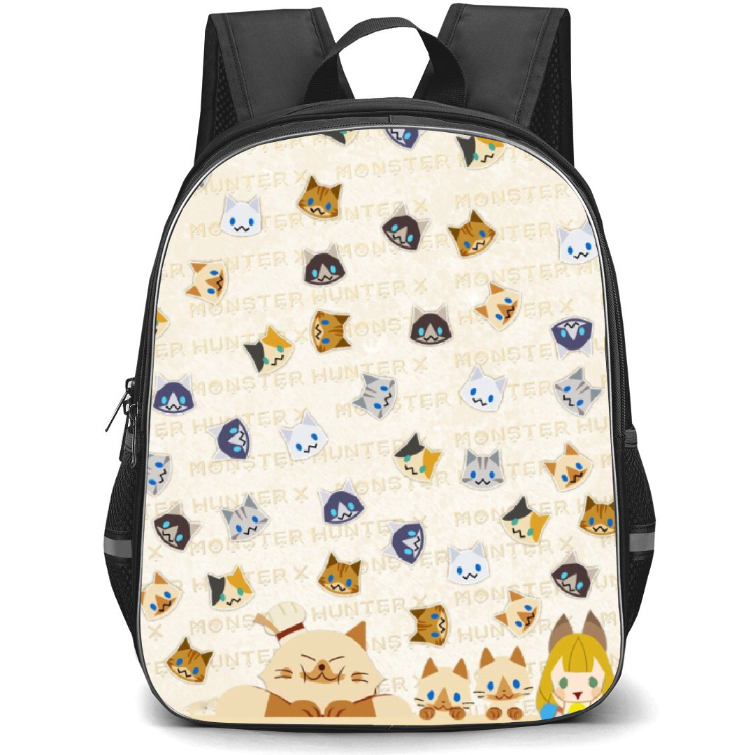 Monster Hunter Backpack Student Pack - Cats Chibi Pattern Art