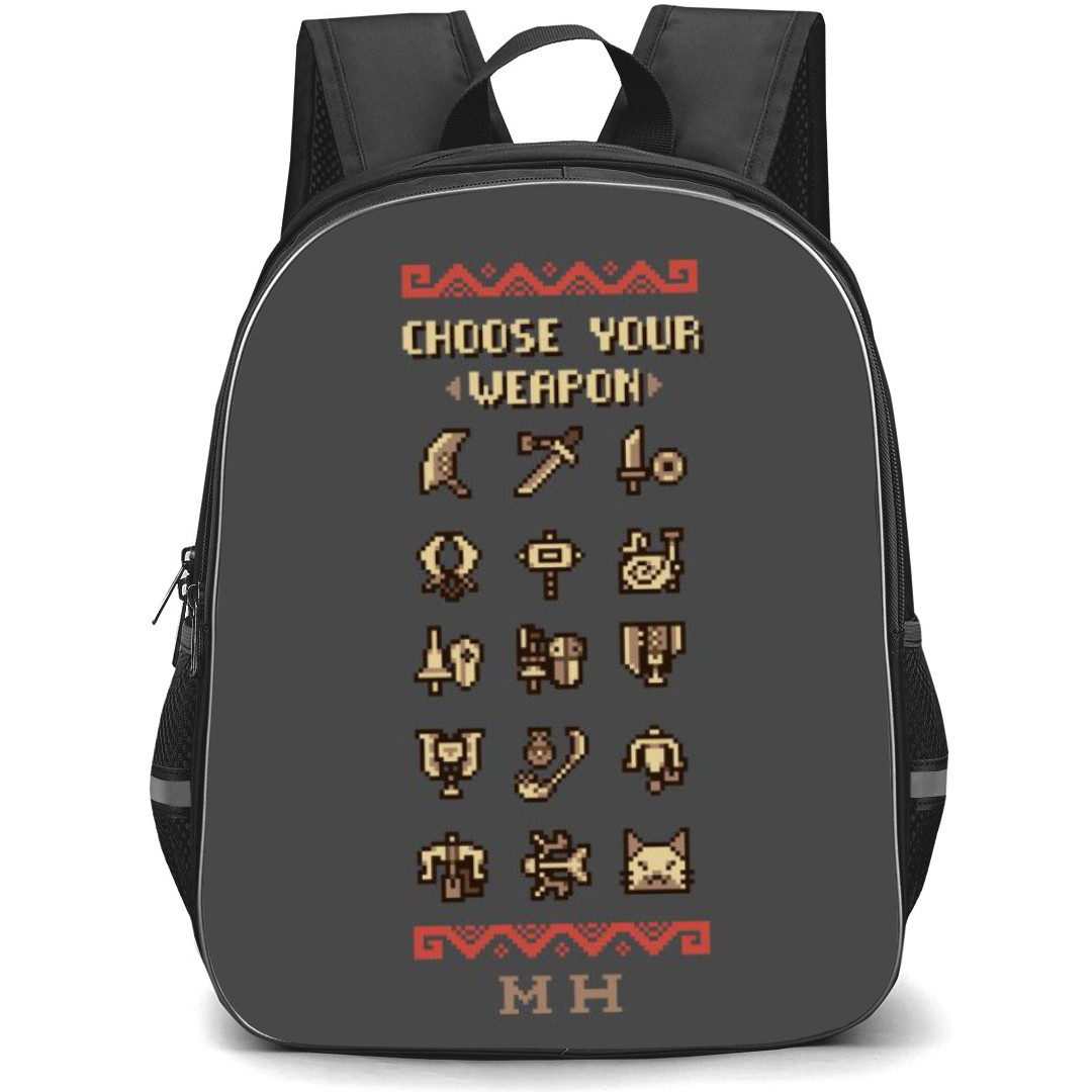 Monster Hunter Backpack Student Pack - Choose Your Weapon Pixel Art