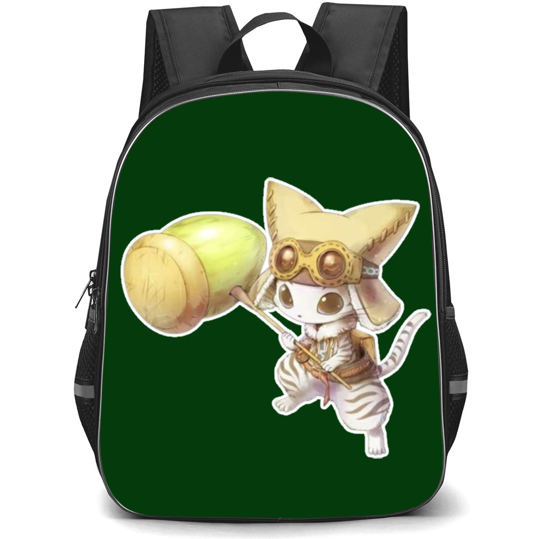Monster Hunter Felyne Backpack Student Pack - Felyne Holding Weapon Anime