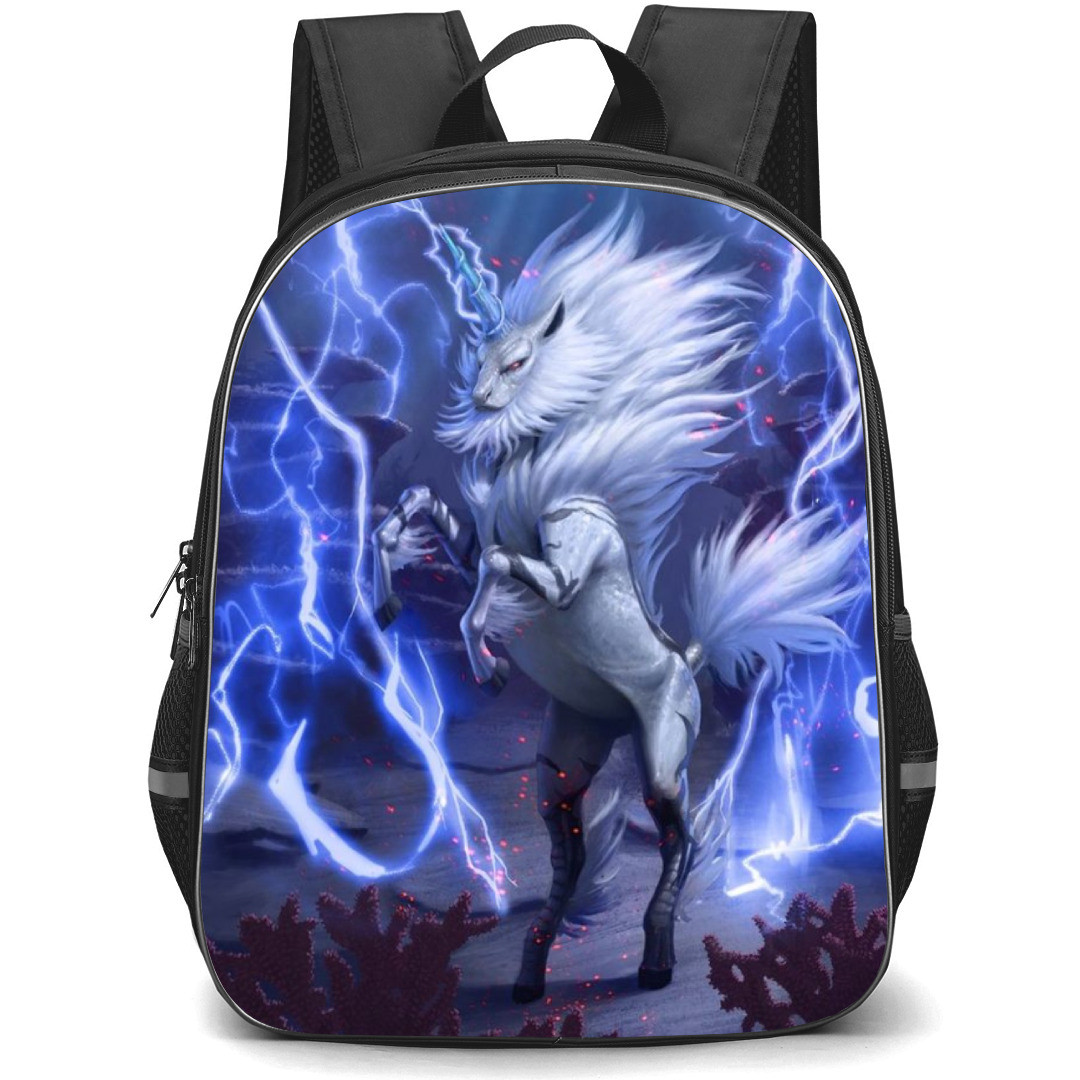 Monster Hunter Kirin Backpack Student Pack - Kirin Standing Pose Blue Flame Background