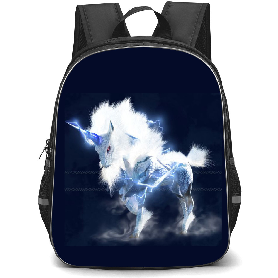 Monster Hunter Kirin Backpack Student Pack - Kirin White Flare Blue Background