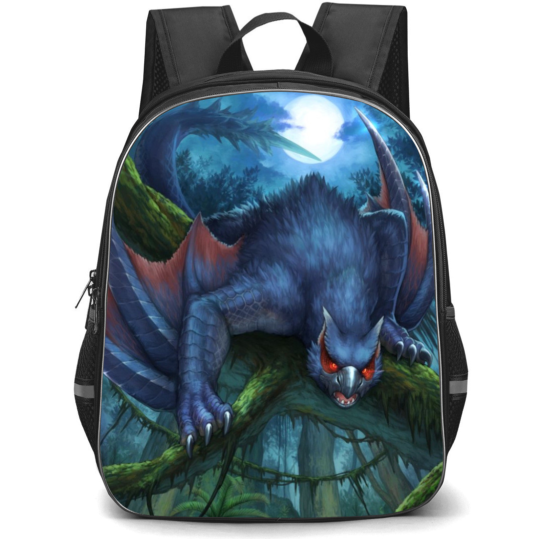 Monster Hunter Nargacuga Backpack Student Pack - Nargacuga On Branch Moon Background Illustration