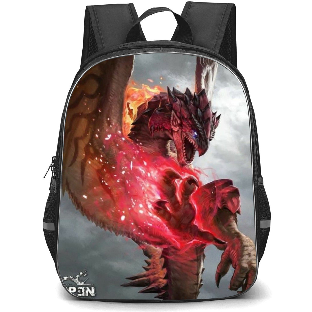 Monster Hunter Rathalos Backpack Student Pack - Rathalos Flying Flaming Craw Illustration