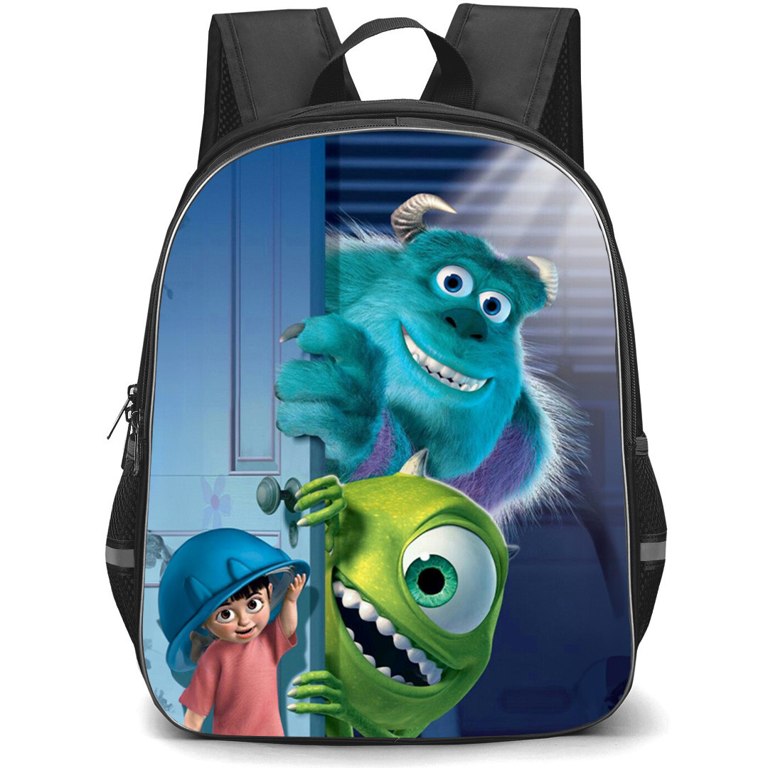 Monster INC Backpack StudentPack - Sulley Mike And Boo Behind The Door