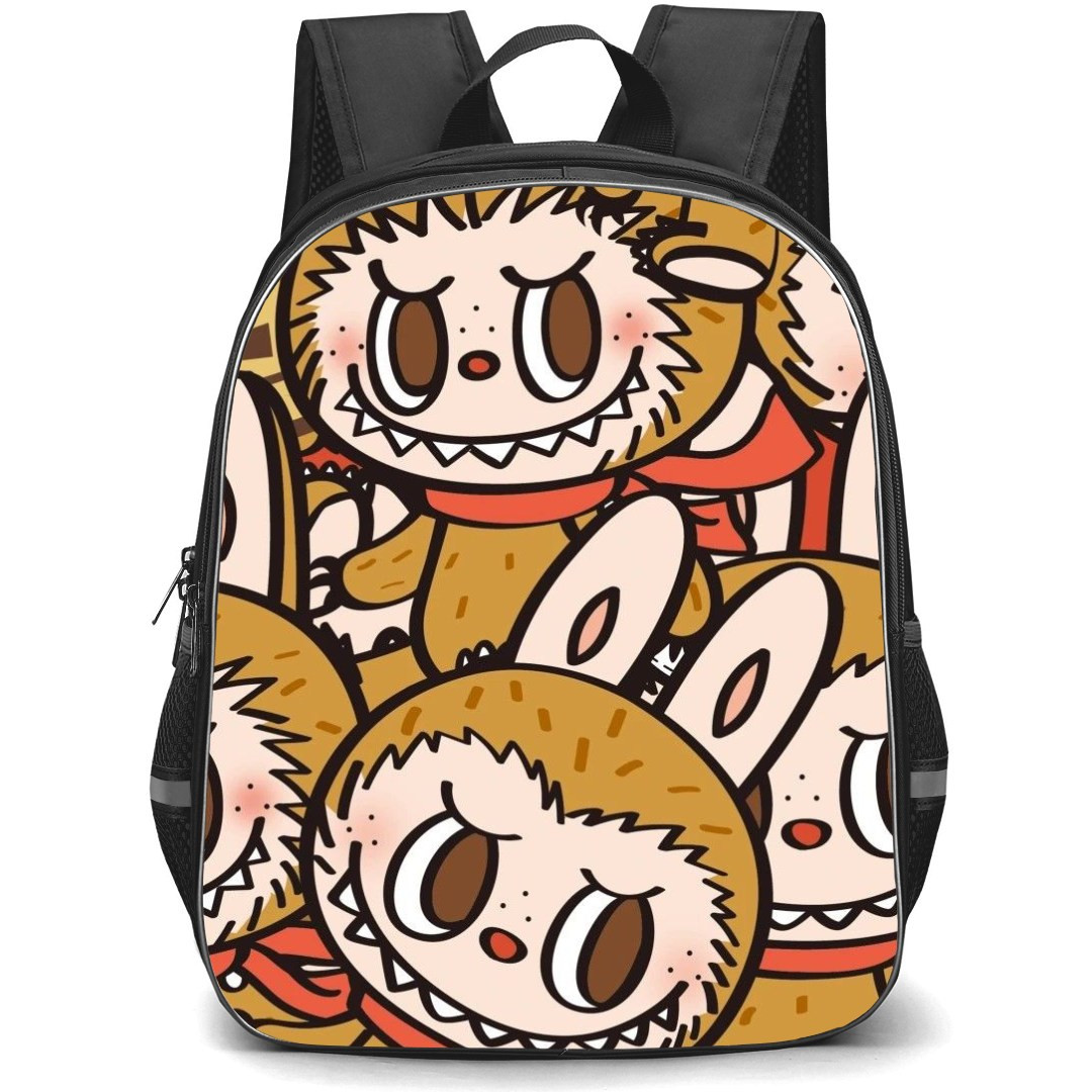 The Monsters Labubu Pop Mart Backpack StudentPack - Collage Brown Teddy Bear