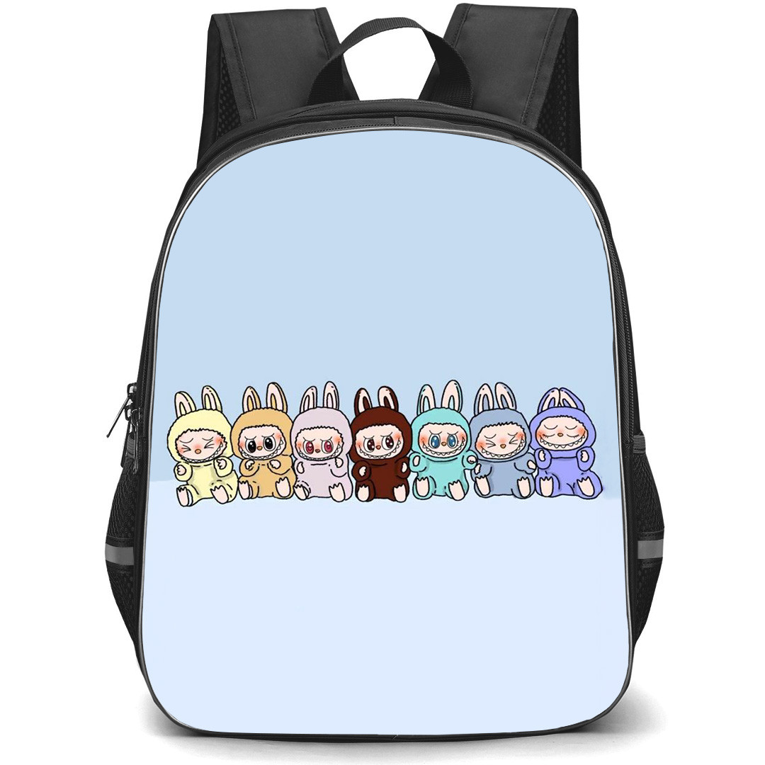 The Monsters Labubu Pop Mart Backpack StudentPack - The Monsters Labubu Colorful Sitting On Light Purple Background