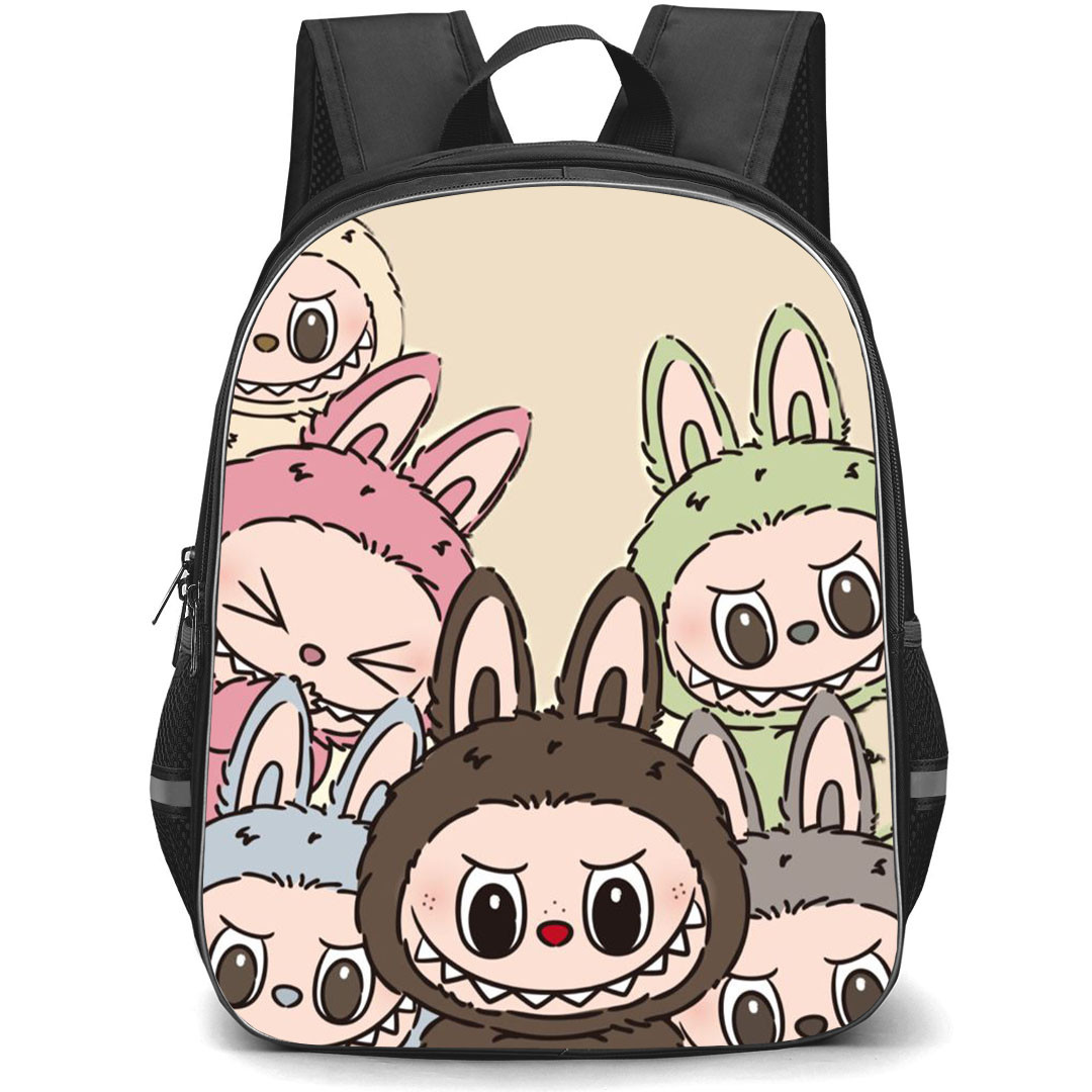 The Monsters Labubu Pop Mart Backpack StudentPack - The Monsters Labubu Group Portrait Drawing Art Poster