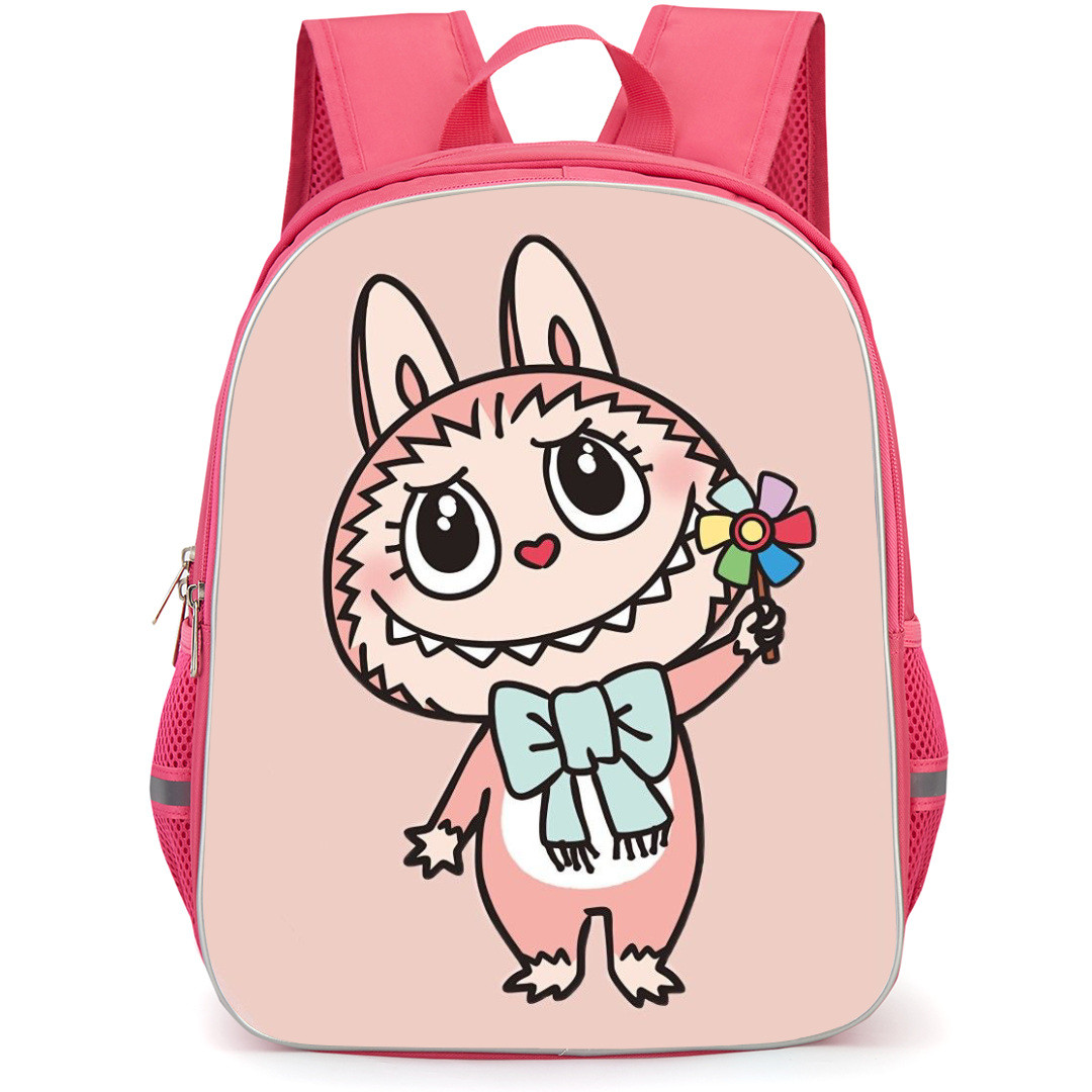 The Monsters Labubu Pop Mart Backpack StudentPack - Holding Flower Windmill