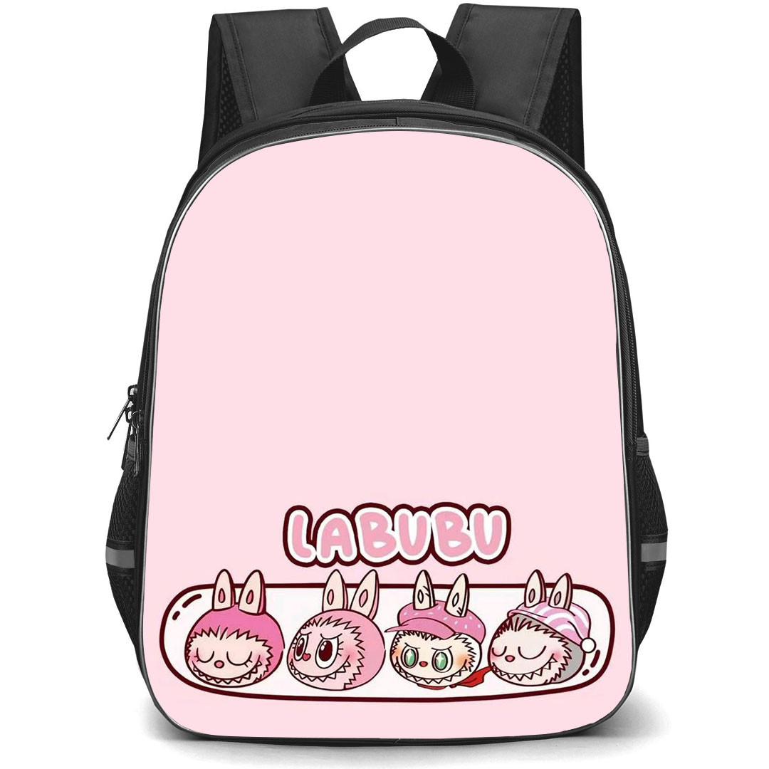 The Monsters Labubu Pop Mart Backpack StudentPack - The Monsters Labubu Kawaii Design With Four Expressions Poster