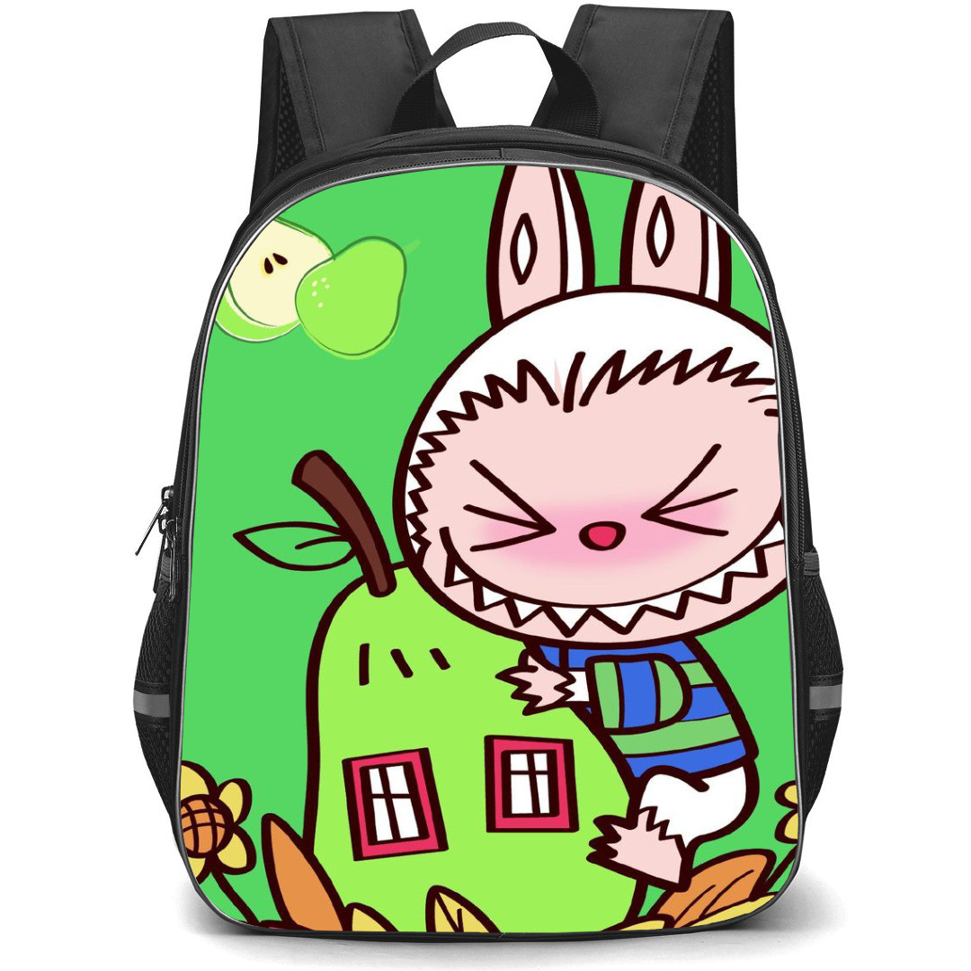 The Monsters Labubu Pop Mart Backpack StudentPack - Labubu Fruits Holding Green Pear