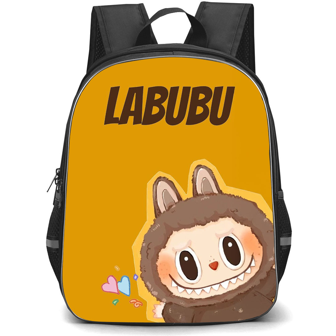 The Monsters Labubu Pop Mart Backpack StudentPack - The Monsters Labubu Peeking On Bronze Background