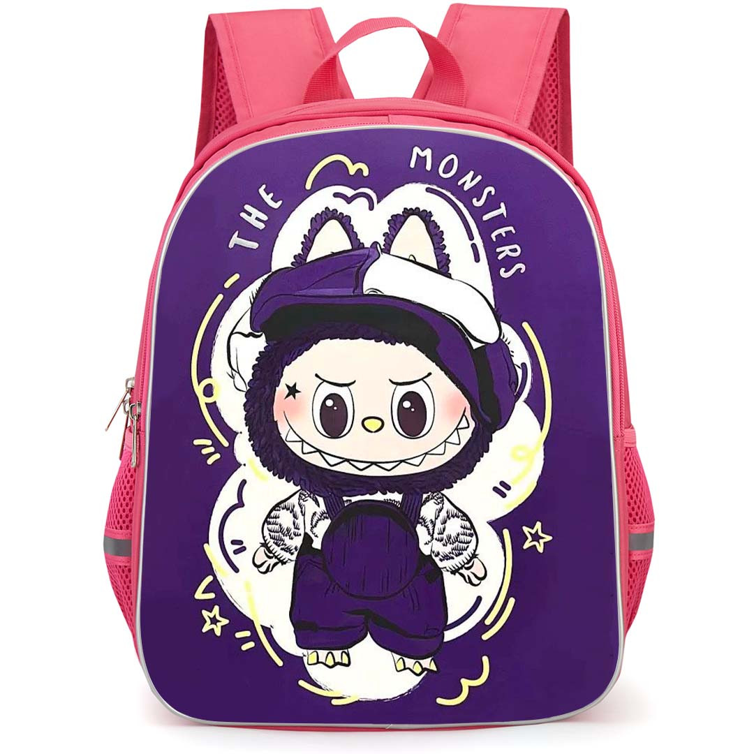 The Monsters Labubu Pop Mart Backpack StudentPack - The Monsters Labubu Standing Classic Pose On Purple Background