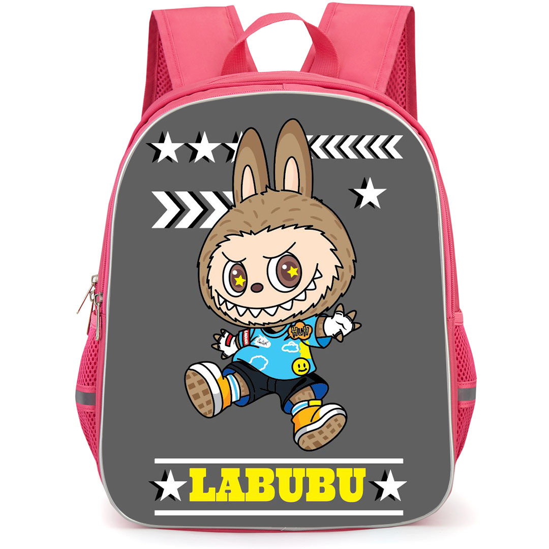 The Monsters Labubu Pop Mart Backpack StudentPack - The Monsters Labubu Takes Deep Ellum On Gray Background