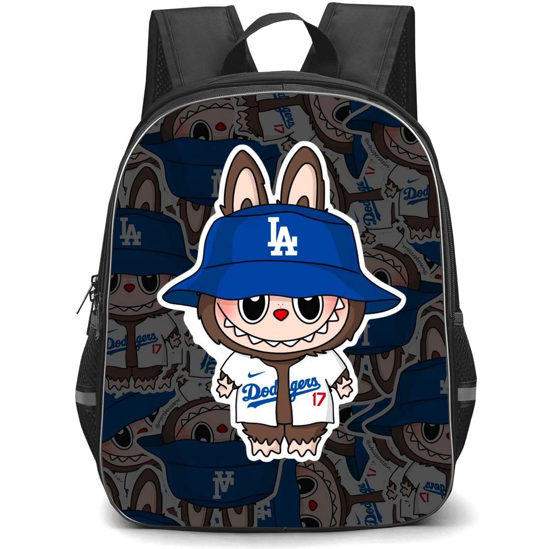 The Monsters Labubu Pop Mart Backpack StudentPack - The Monsters Labubu Wear LA Dodgers Jersey Sticker Poster